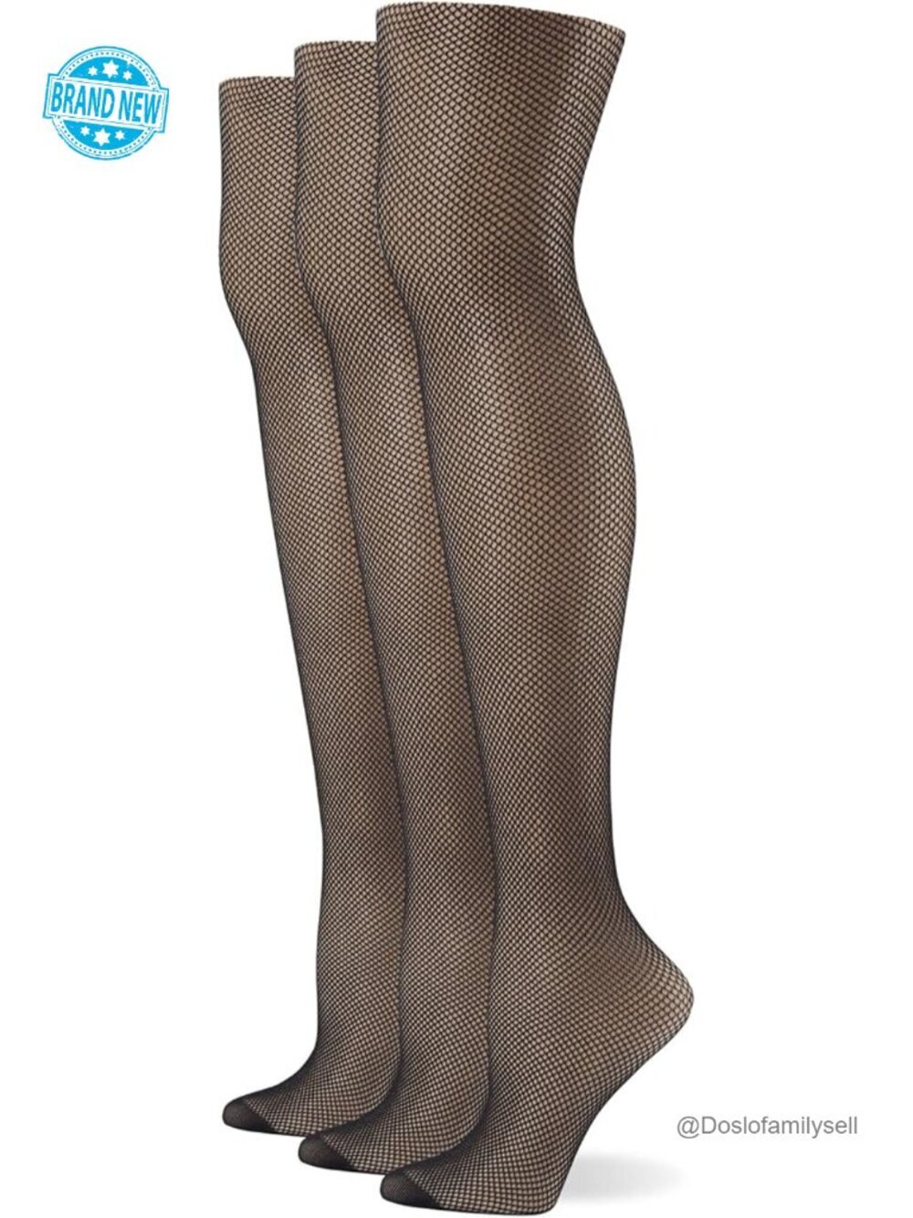 Fishnet Openwork Tights 3-Pack, Reinforced Panty, High Rise